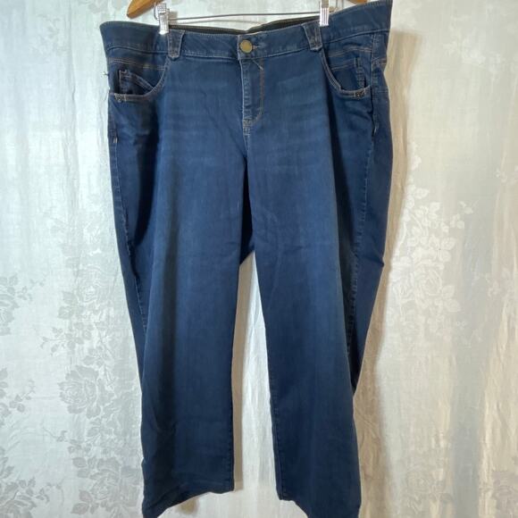 Democracy Jeans 22W Ab Solution Elastic Waist Blue Denim Straight Leg Stretch - Picture 1 of 12
